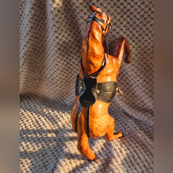 Vintage Hand Crafted Leather Wrapped Horse Figurine Statue - Picture 4 of 11